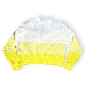 Yellow Block Striped Knit Sweater